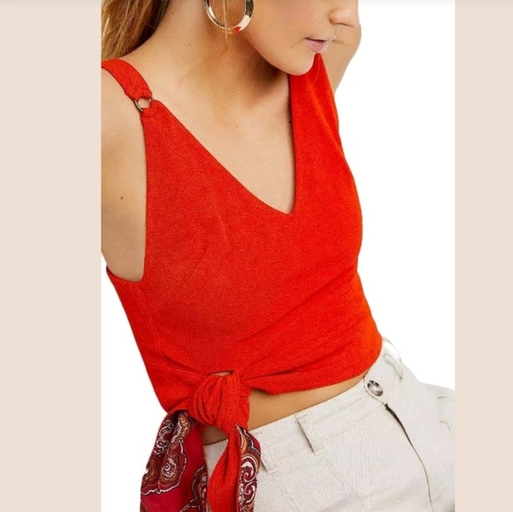 Free People Paisley Pop Tank Top with Side Tie L - Picture 3 of 3